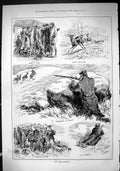 Old Antique Print 1884 Roe Deer Shooting Hunting Terriers Driving Sport 19th