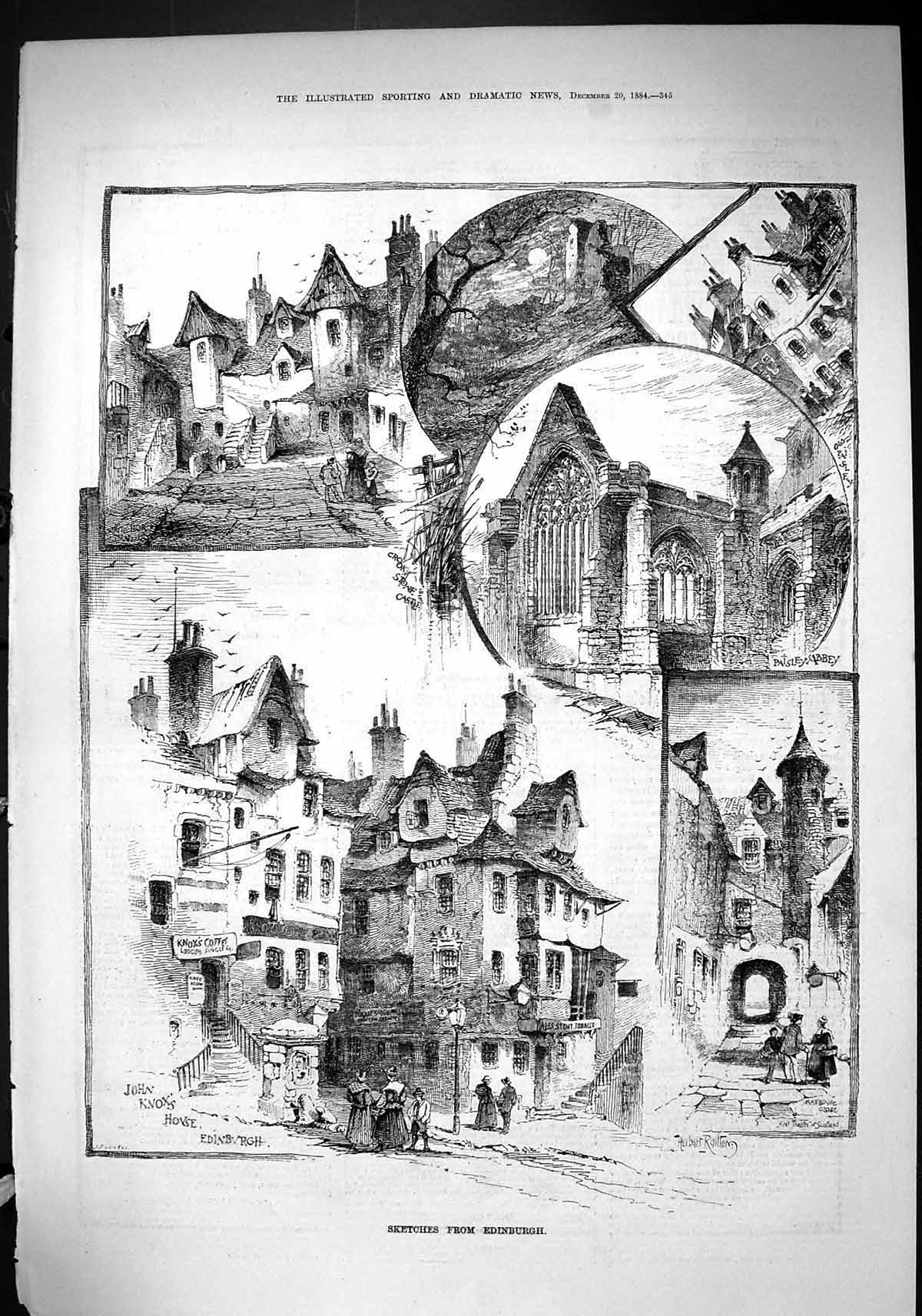 Old 1884 Edinburgh Paisley Abbey John Knox House Crook Stone Castle P Victorian