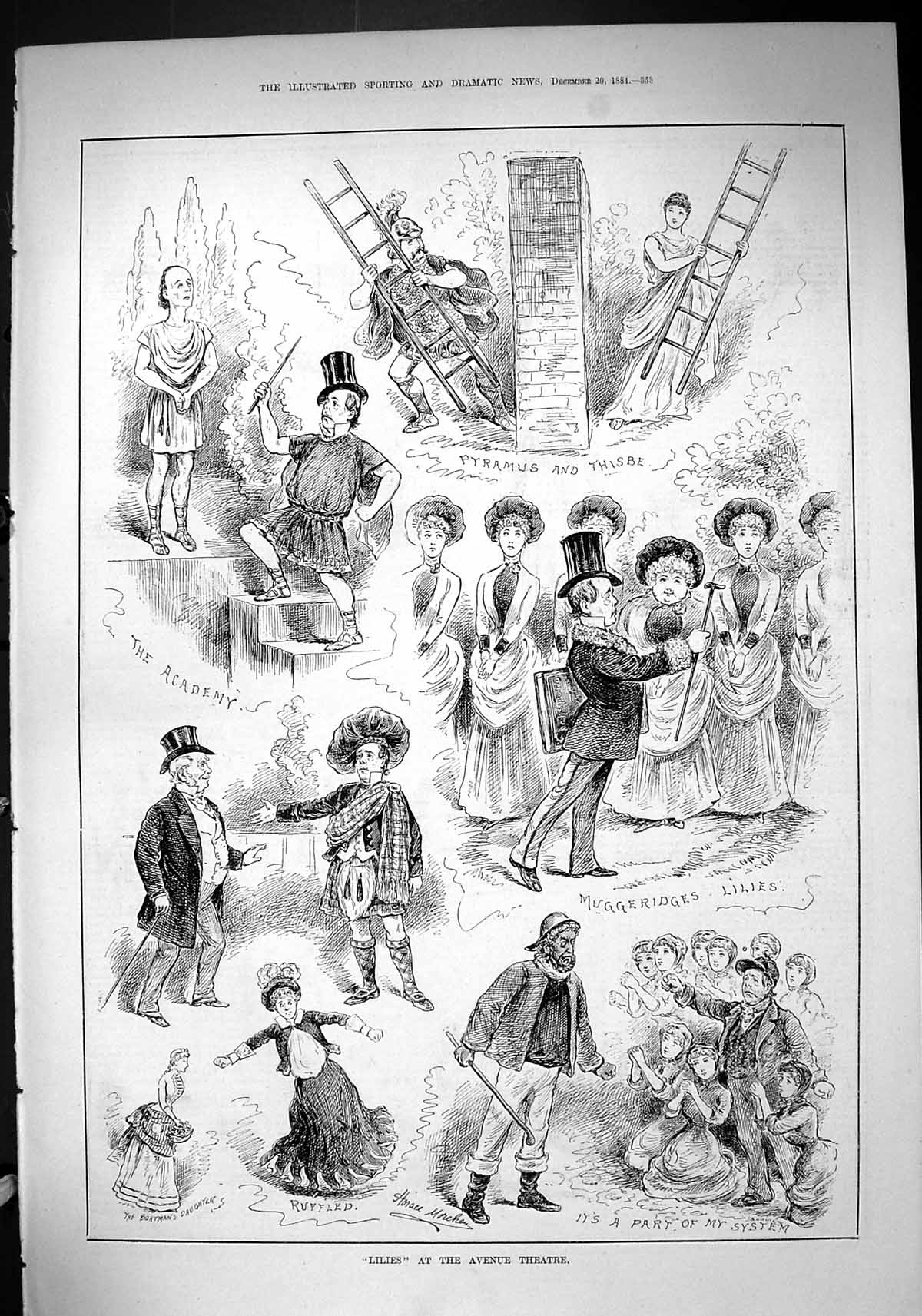 Old 1884 Lilies Avenue Theatre Pyramus Thisbe Muggeridges Boatmans Da Victorian