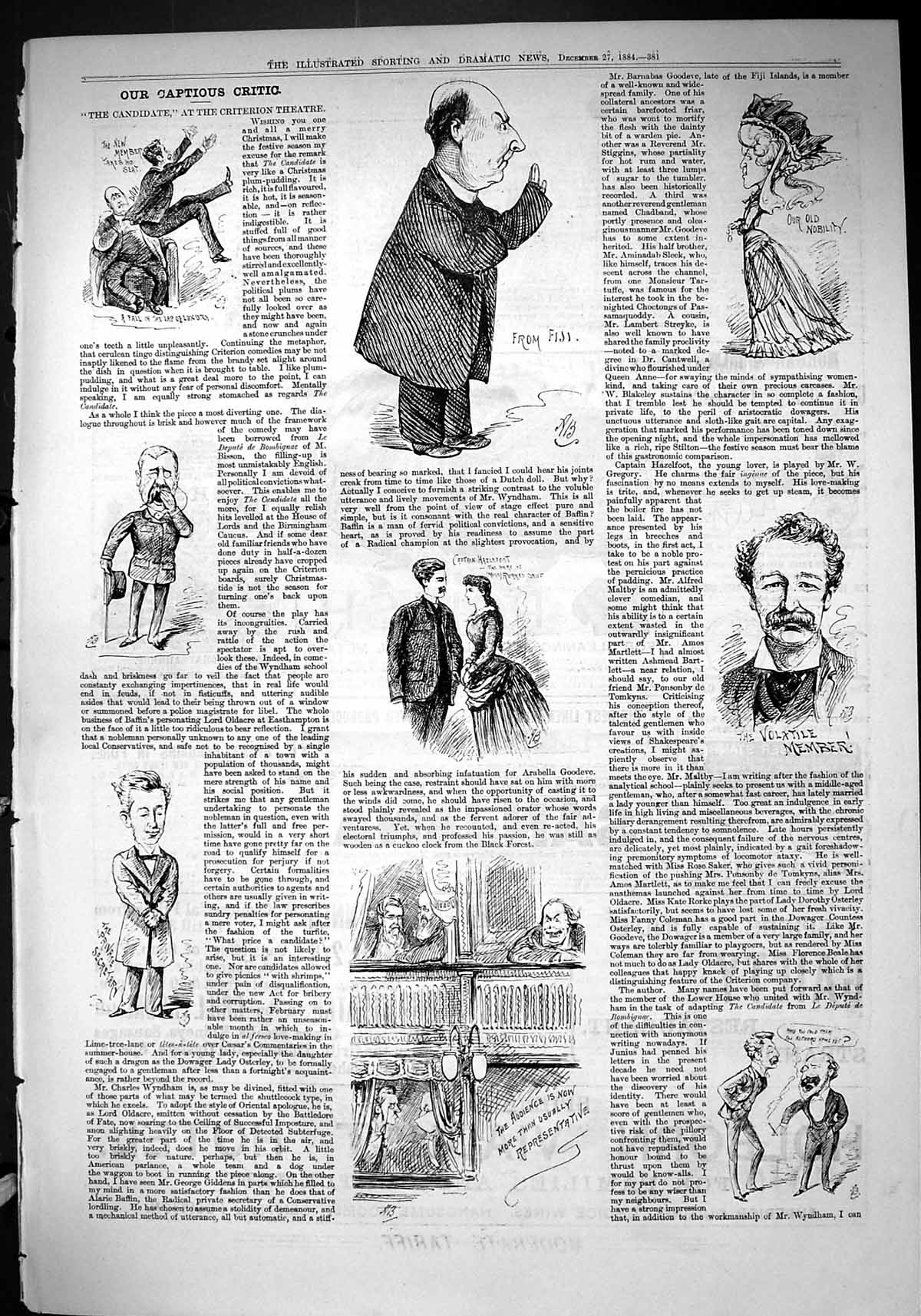 Old 1884 Captious Critic Candidate Criterion Theatre Secretary Audien Victorian