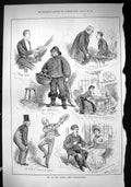 Old Antique Print 1885 Mr Mrs German Reed Entertainment Fisherman Netting 19th