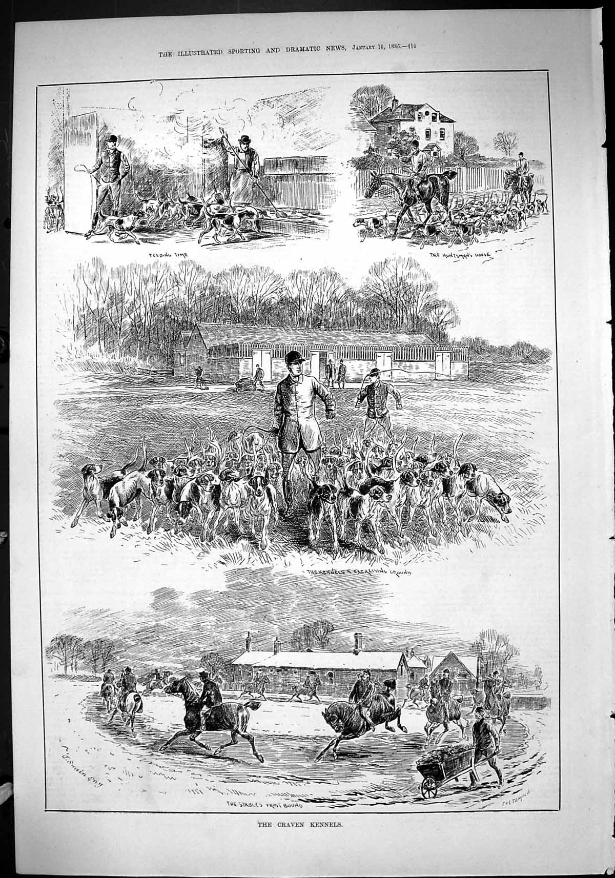 Old 1885 Craven Kennels Stables Huntsman House Horses Hounds Dogs Spo Victorian
