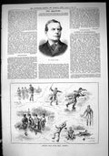 Old Print 1885 Richard Barker Ice Skating Eaton Hall Chester Sport Swain 19th