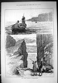 Old 1885 Rock Pigeon Shooting Sutherlandshire Scotland Cliffs Boat Sp Victorian