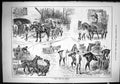 Original Old Antique Print 1885 Frost Winter Scene Horses Stables Transport