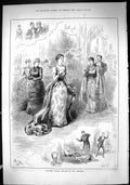 Original Old Antique Print 1885 Princess George Theatre Studies Costumes Actors