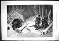 Original Old Antique Print 1885 Bear Hunting Russia Sport Huntsmen Woods 19th