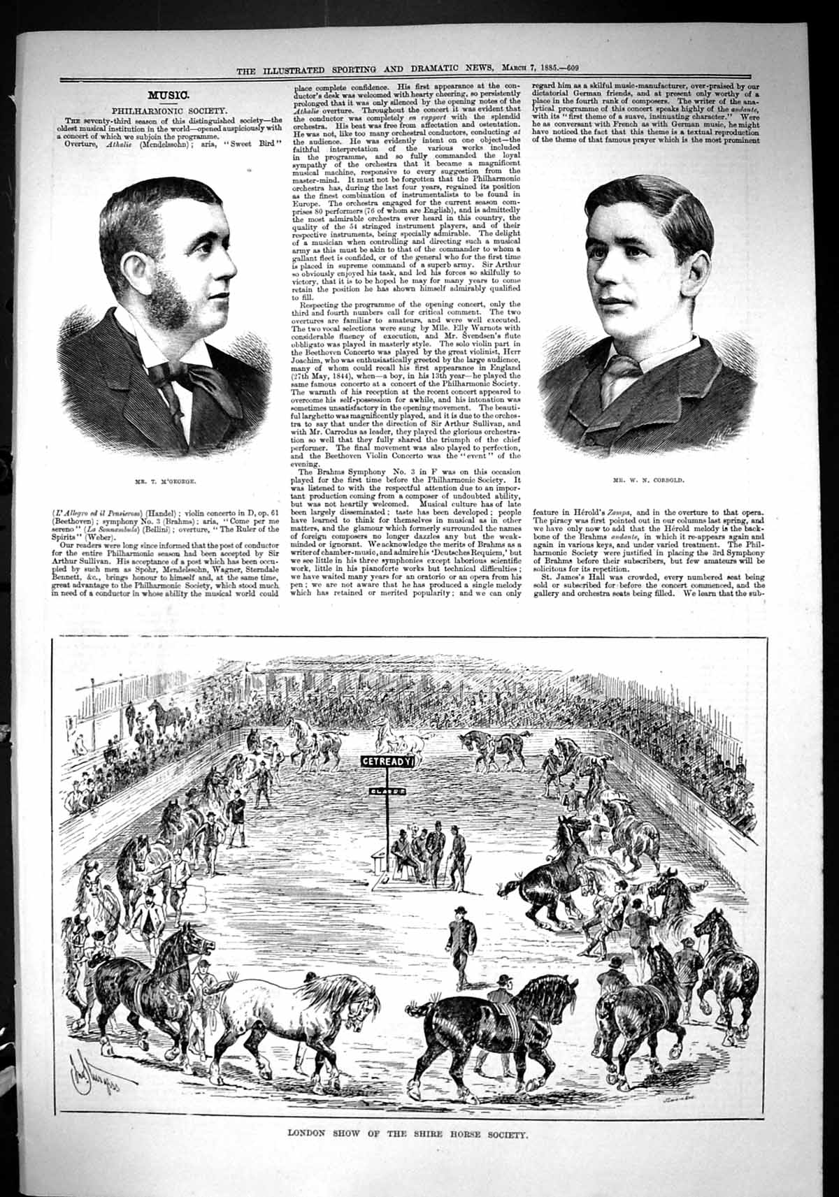 Old Antique Print 1885 CobbM'George London Show Shire Horse Society Swain 19th