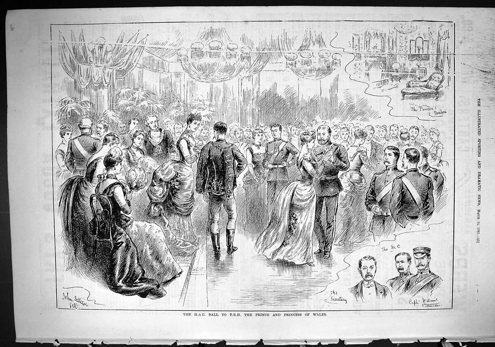 Old 1885 H.A.C. Ball T.R.H. Prince Princess Wales Captain Williams Da Victorian