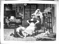 Original Old Antique Print 1885 Shoemaker Taking Measure Lady Foot Puppy Dog