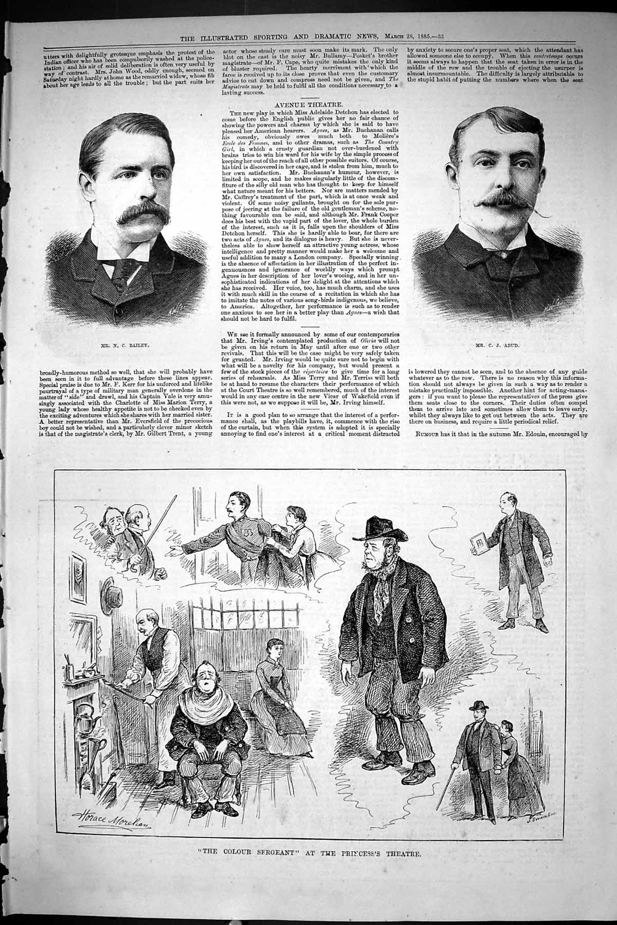 Old Sporting Dramatic News 1885 Bailey Abud Sergeant Princess'S Theat Victorian