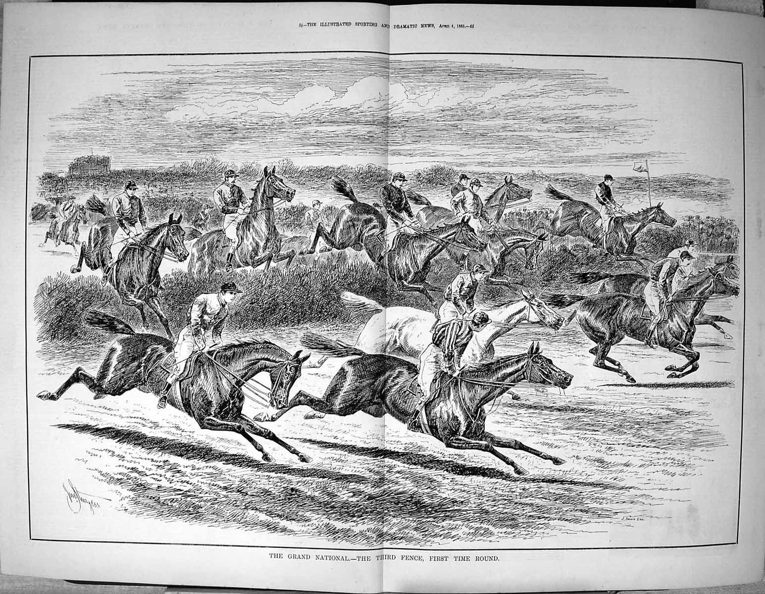 Old Sporting Dramatic News 1885 Grand National Steeplechase Horse Rac 0 19th