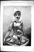Antique Old Print Sporting Dramatic News 1885 Carnival Time Pierrette Costume