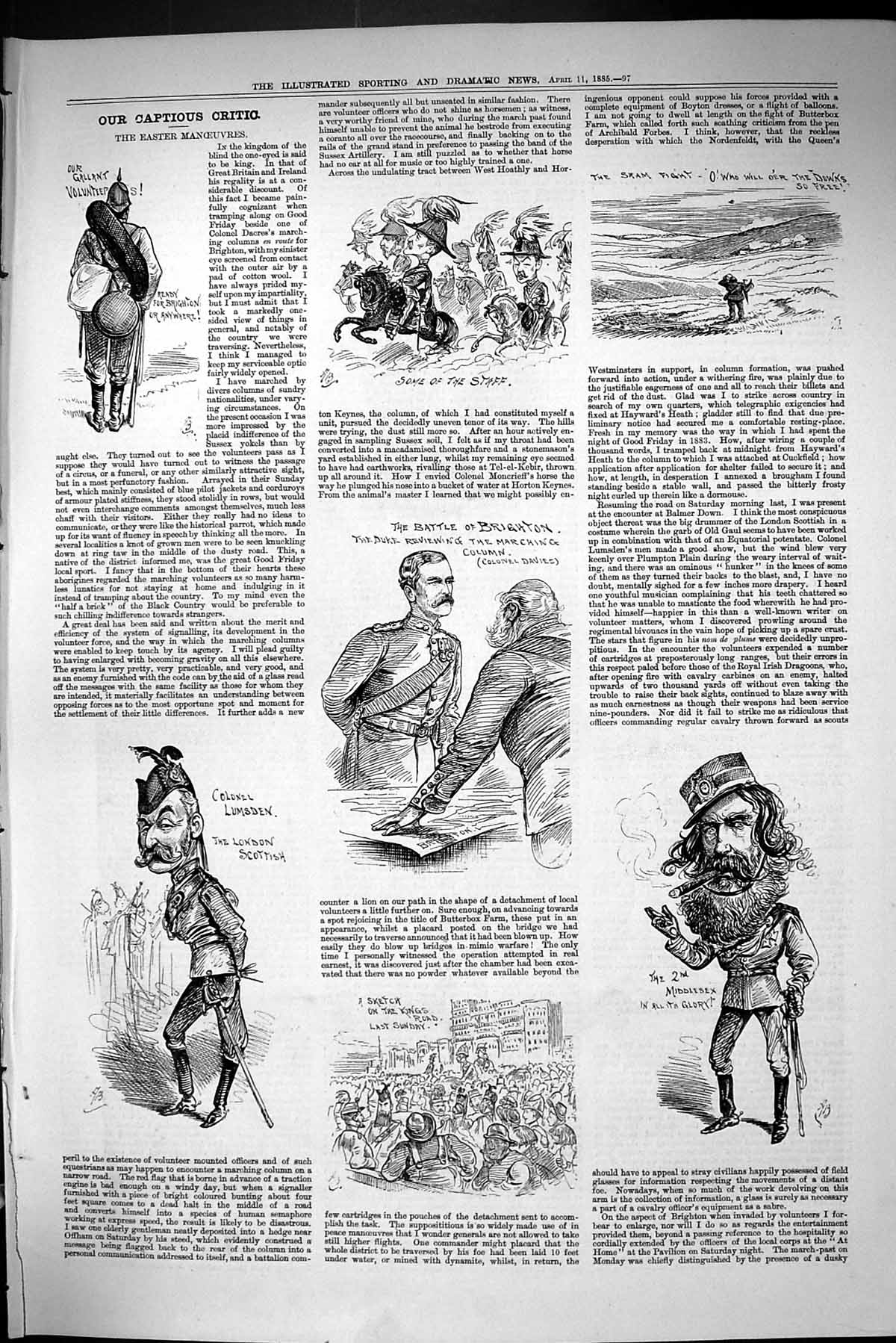 Old Sporting Dramatic News 1885 Captious Critic Easter Manoeuvres Lum Victorian