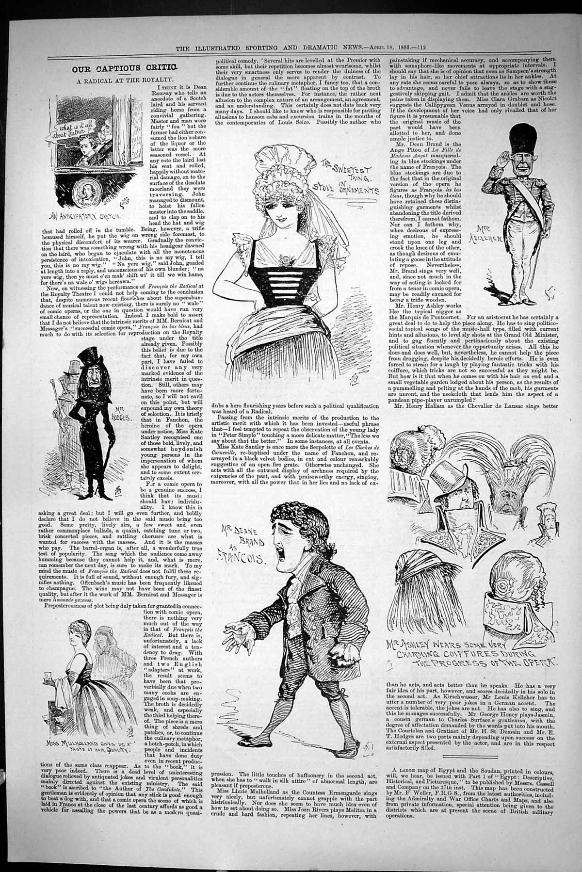 Old Sporting Dramatic News 1885 Captious Critic Radical Royalty Theat Victorian