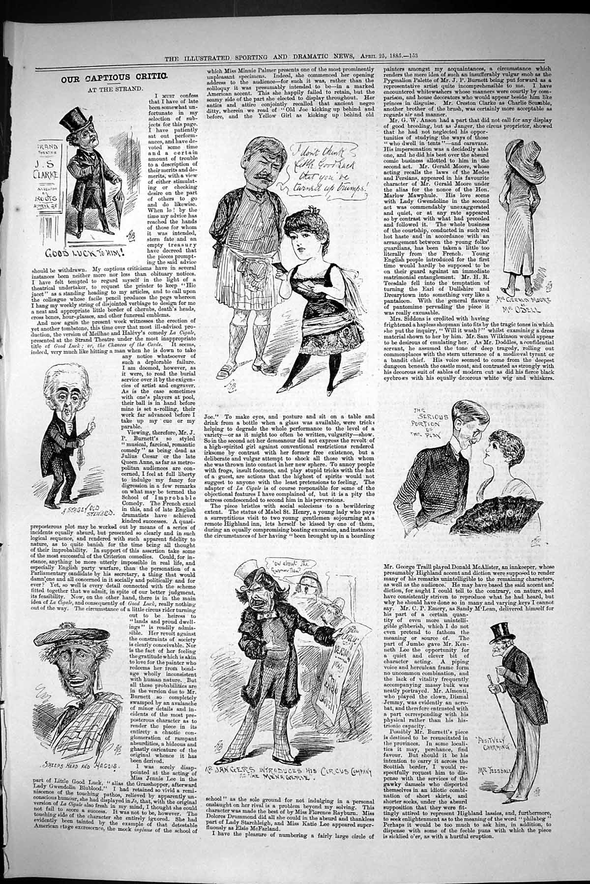 Old Sporting Dramatic News 1885 Captious Critic Strand Theatre Teesda Victorian