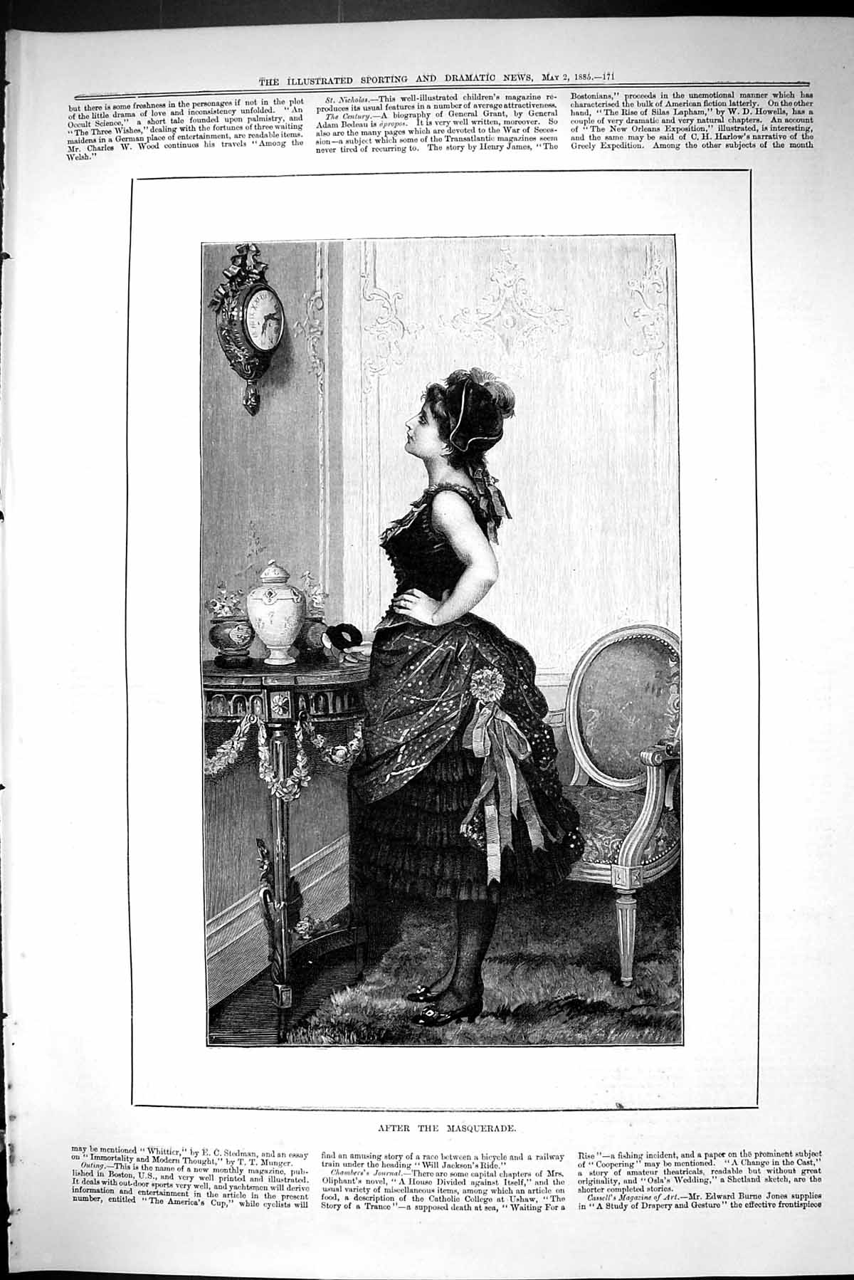 Old Sporting Dramatic News 1885 Young Girl After Masquerade House Clo Victorian