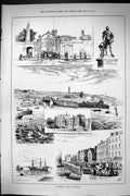 Old 1885 Yachting Port Plymouth Statue Drake Barbican Ship Hulks Moun Victorian
