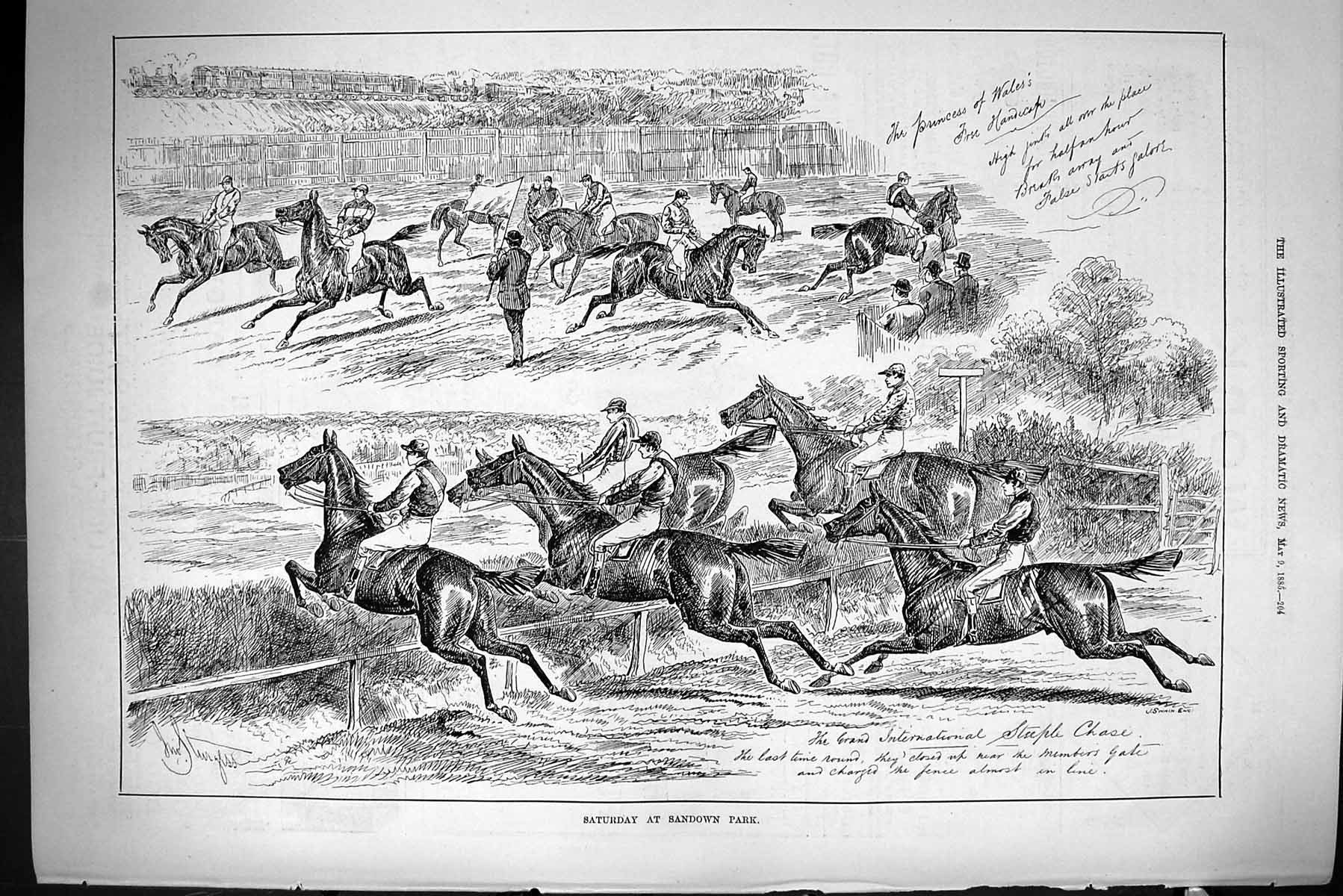 Old Sporting Dramatic News 1885 Saturday Sandown Park Horse Racing Jo Victorian
