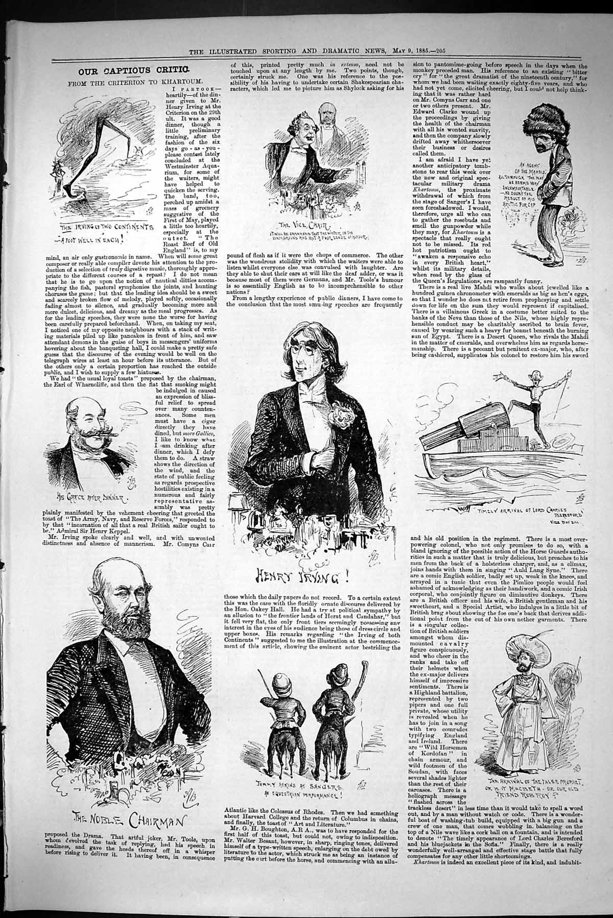 Old Sporting Dramatic News 1885 Captious Critic Irving Theatre Criter Victorian