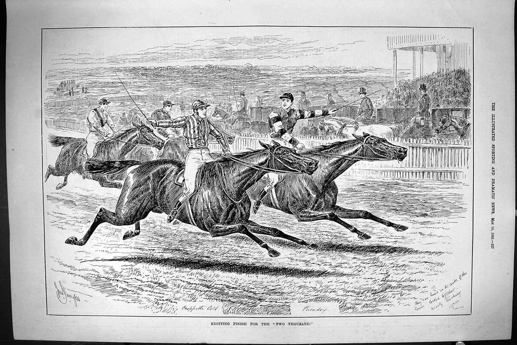 Old Sporting Dramatic News 1885 Horse Racing Sport Two Thousand Race Victorian