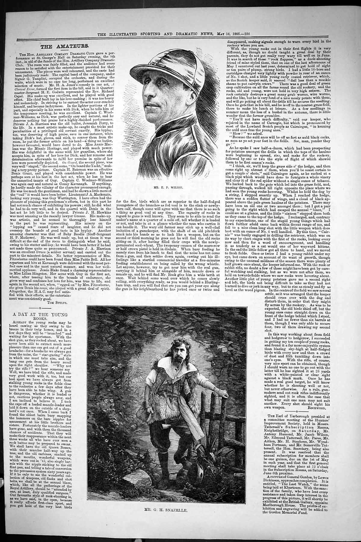 Original Old Antique Print Sporting Dramatic News 1885 Portrait Wilson Snazelle