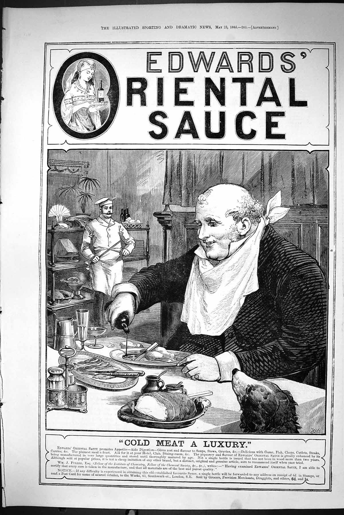 Old Sporting Dramatic News 1885 Advertisement Edward'S Oriental Sauce Victorian