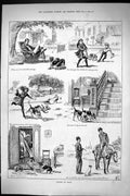 Old Sporting Dramatic News 1885 Puppies Exercise Hunting Hounds Child Victorian