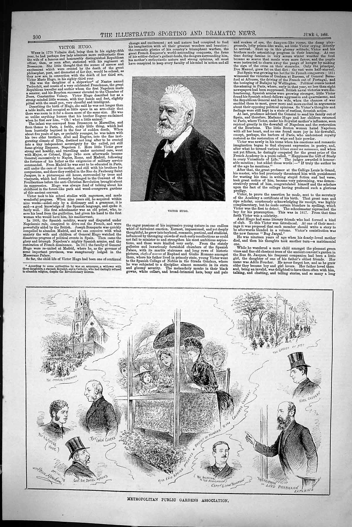 Old 1885 Victor Hugo Metropolitan Gardens Sprigg Clarke Lysons Thomps Victorian