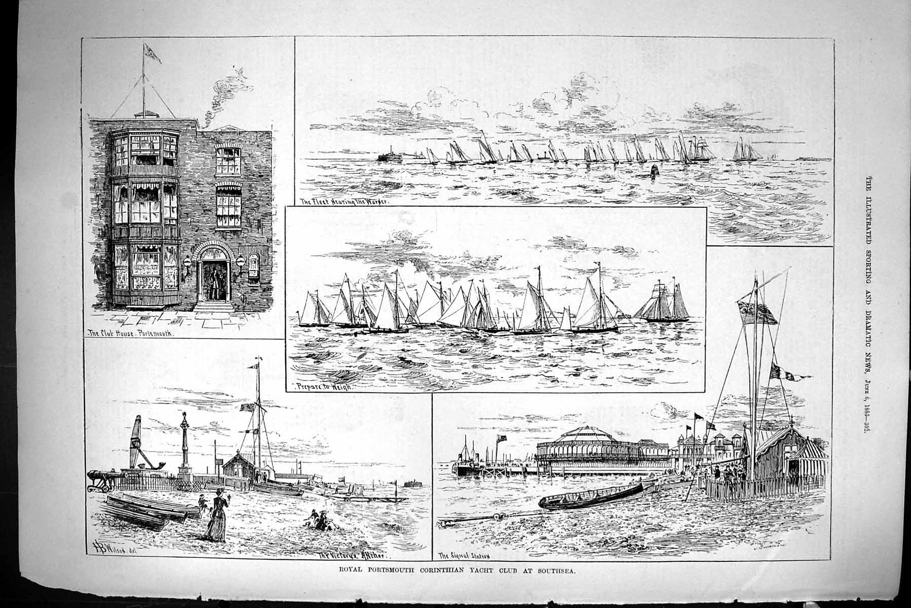 Old Sporting Dramatic News 1885 Royal Portsmouth Corinthian Yacht Clu Victorian