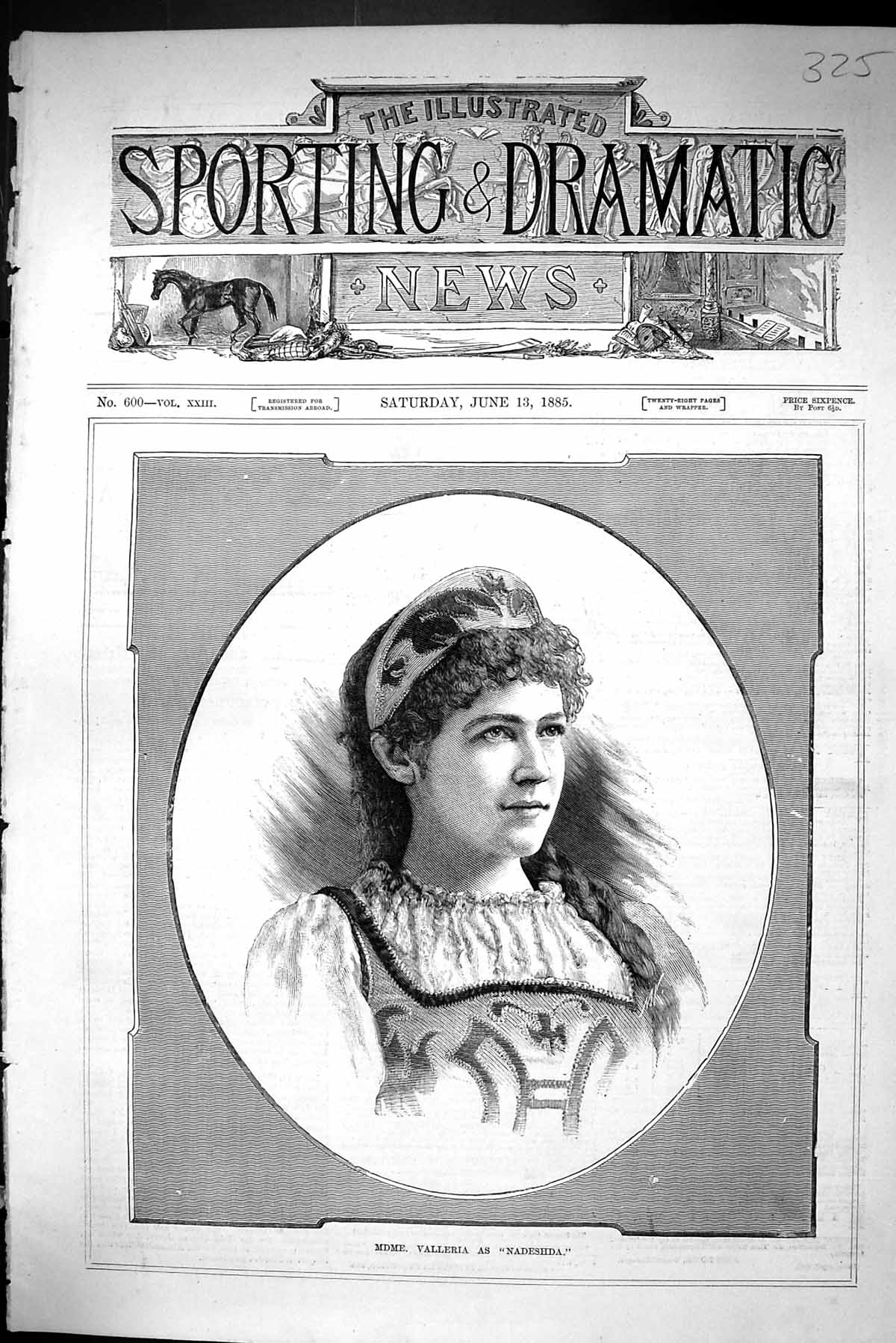Antique Old Print Sporting Dramatic News 1885 Mdme. Valleria Nadeshda Theatre