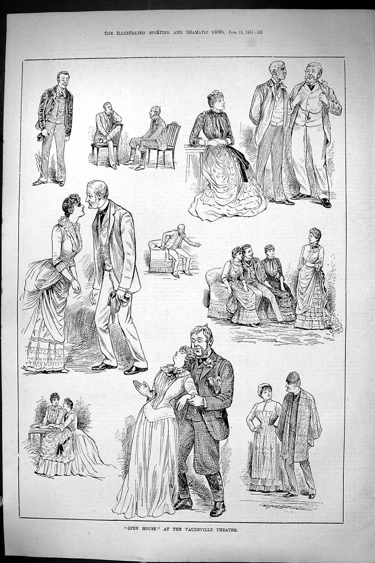 Old Sporting Dramatic News 1885 Open House Vaudeville Theatre Actors Victorian