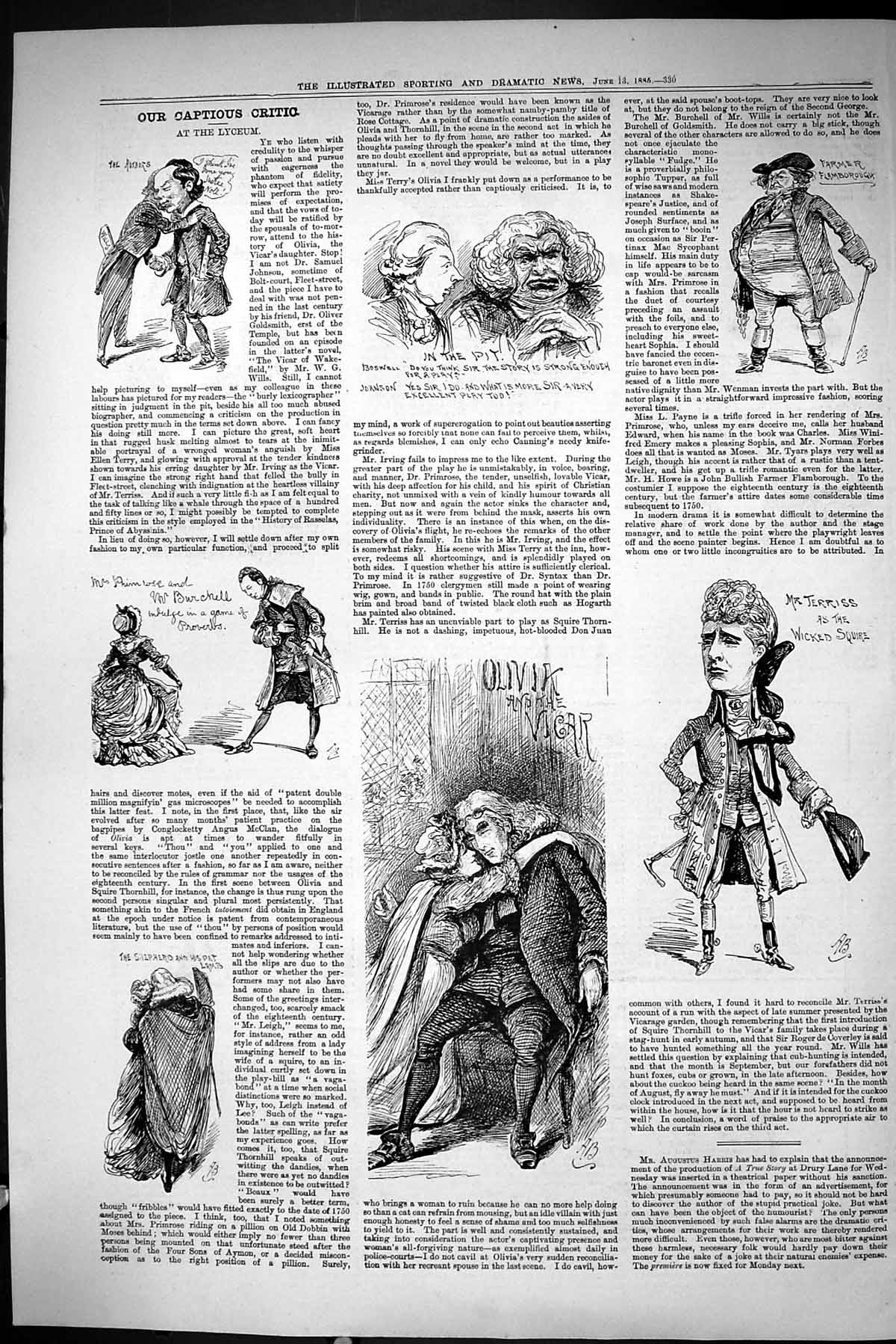 Old Sporting Dramatic News 1885 Captious Critic Lyceum Theatre Burche Victorian