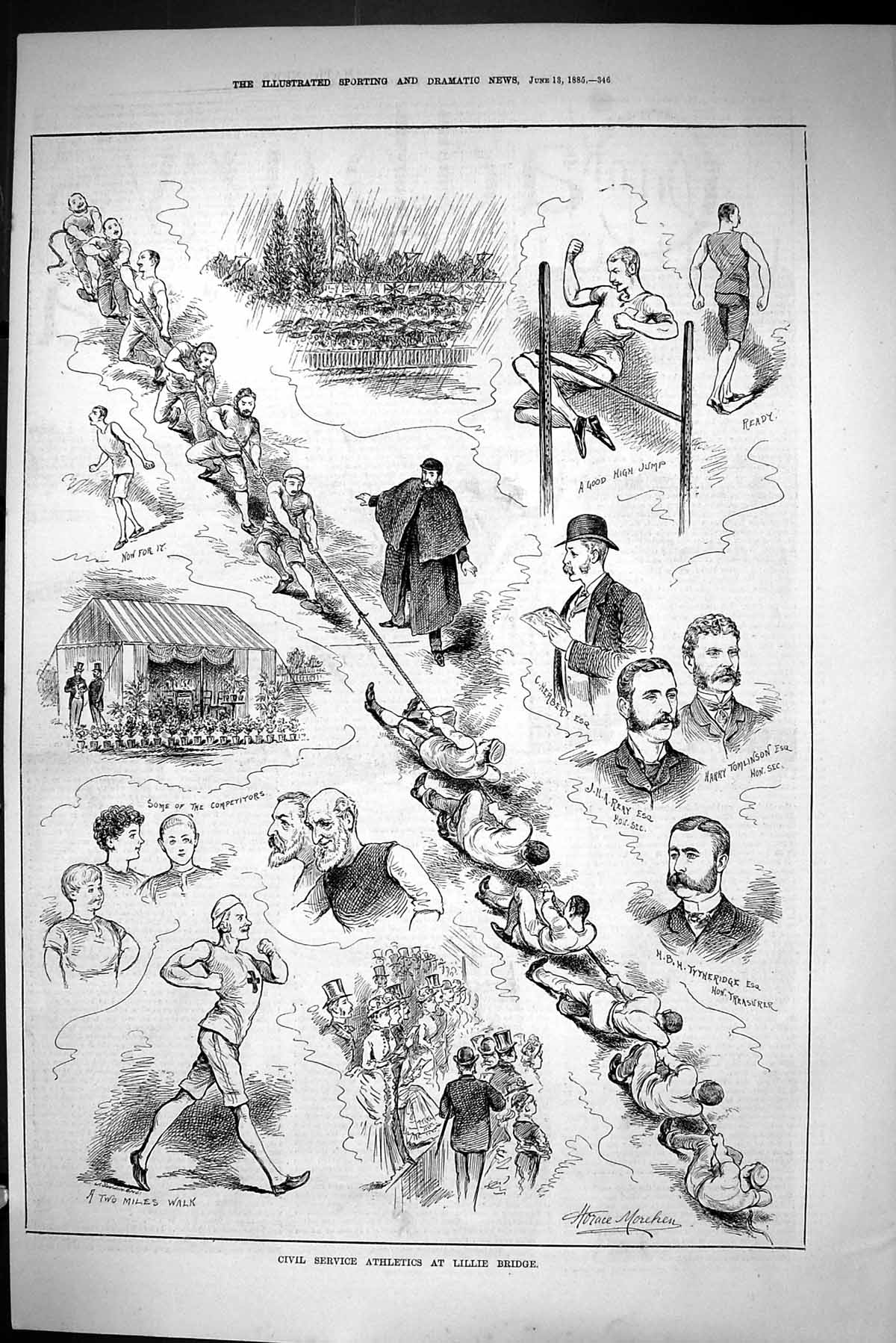 Old 1885 Civil Service Athletics Lillie Bridge Herbert Reay Tomlinson Victorian