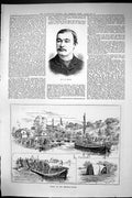 Antique Print Sporting Dramatic News 1885 Horner Berthon Boats Camp Horses 19th