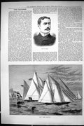 Old Sporting Dramatic News 1885 Baker New York Regatta Sailing Yachts Victorian