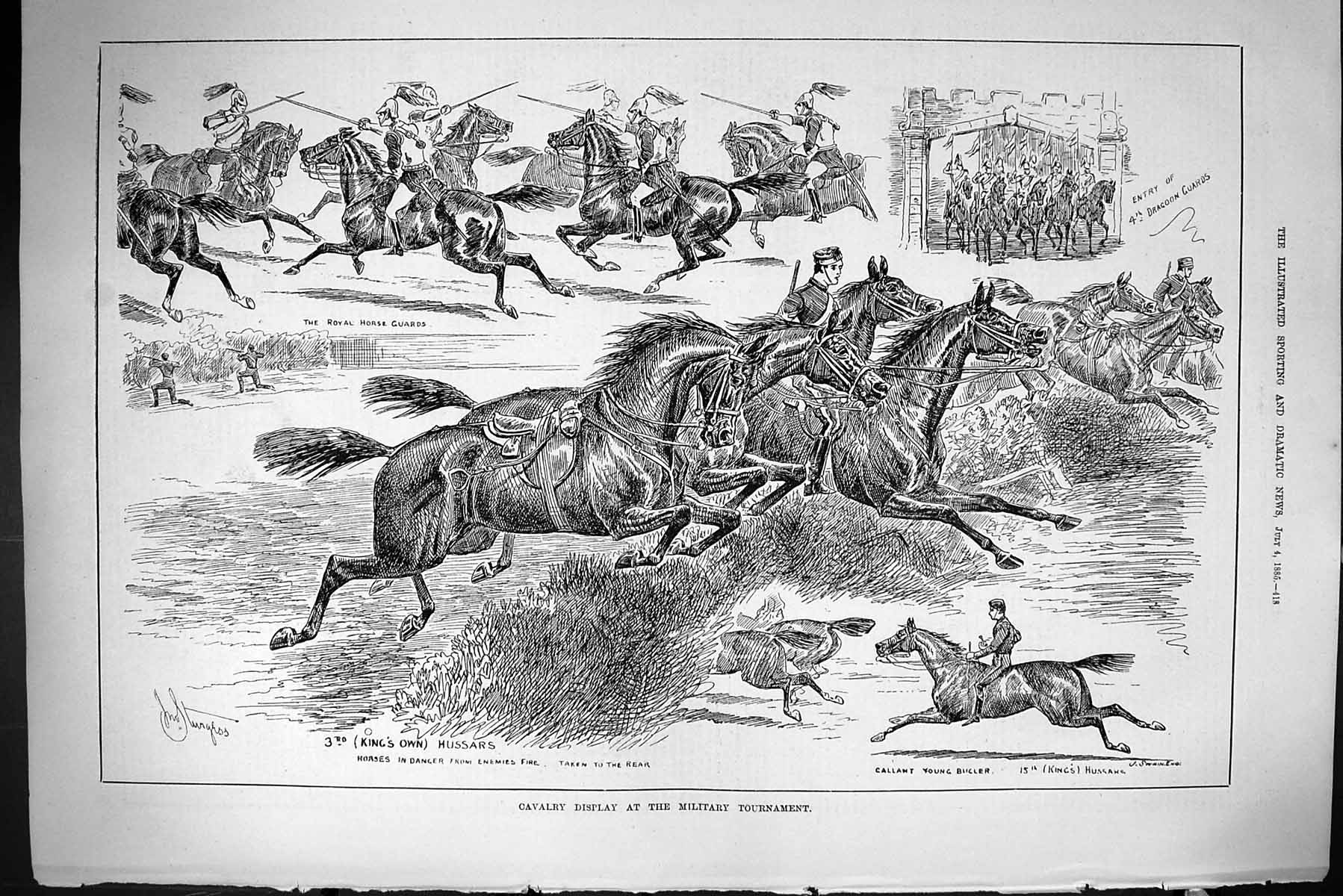 Old Sporting Dramatic News 1885 Cavalry Display Military Tournament H Victorian
