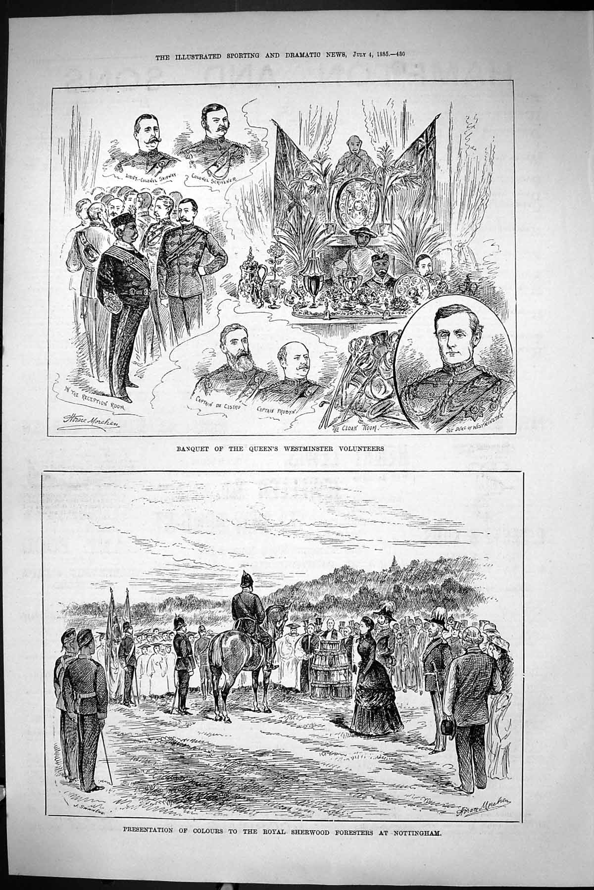 Old 1885 Banquet Queen'S Westminster Volunteers Probyn Castro Sherwoo Victorian