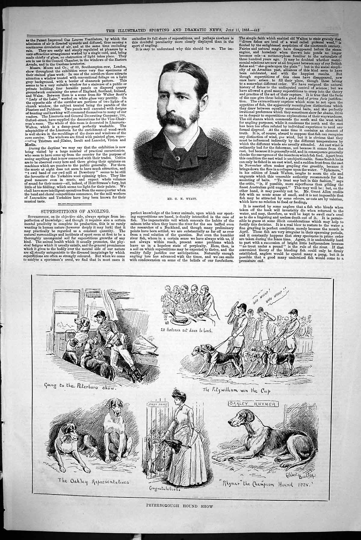 Old 1885 Wyatt Peterborough Dog Hound Show Fitzwilliam Rhymer Oakley Victorian