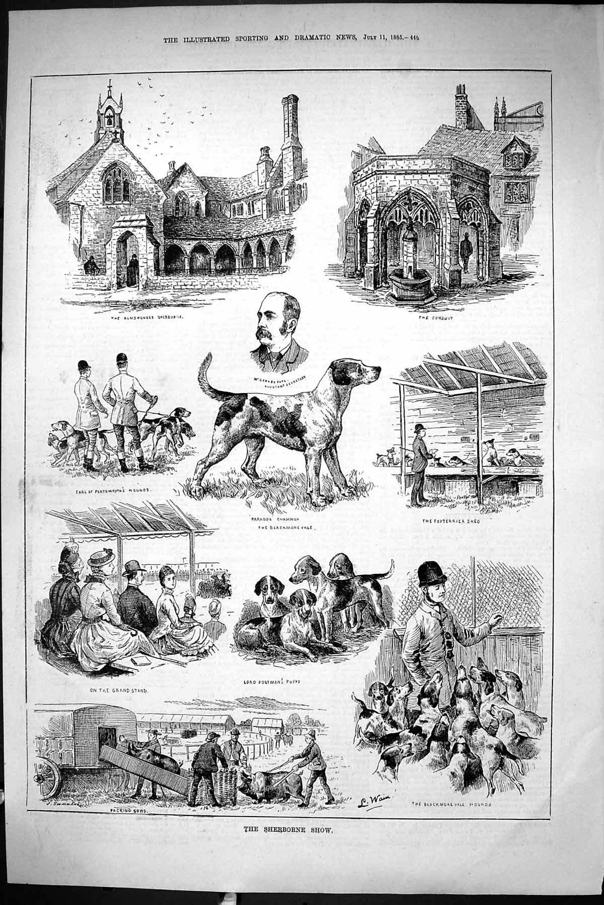 Old Sporting Dramatic News 1885 Sherbourne Dog Show Almshouses Pape P Victorian