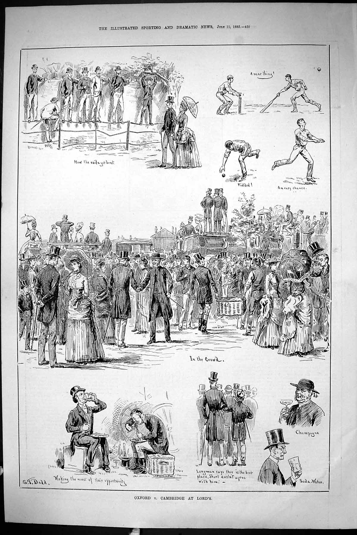 Old Sporting Dramatic News 1885 Oxford Cambridge Lords Cricket Sport Victorian