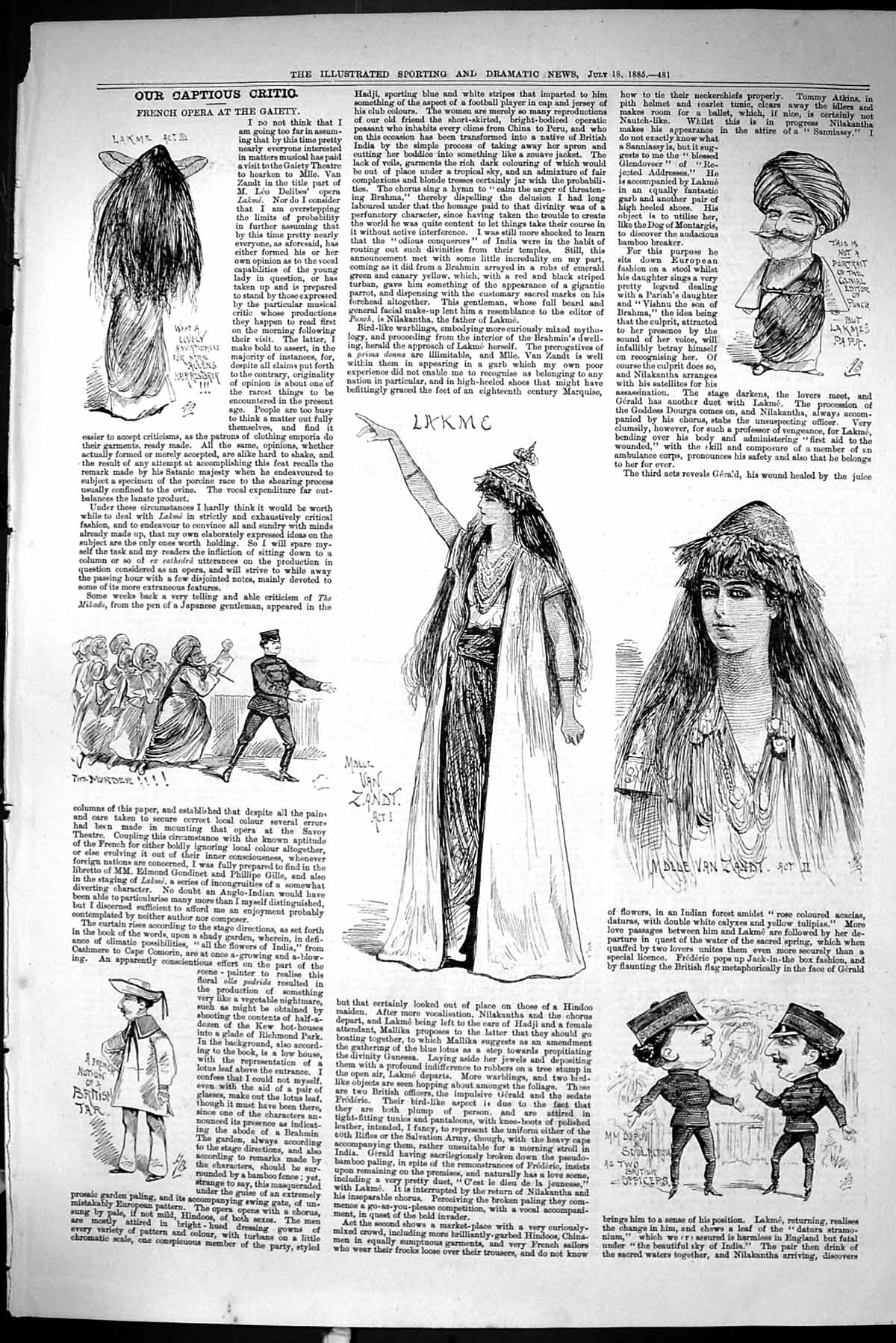 Old Sporting Dramatic News 1885 Captious Critic French Opera Gaiety T Victorian