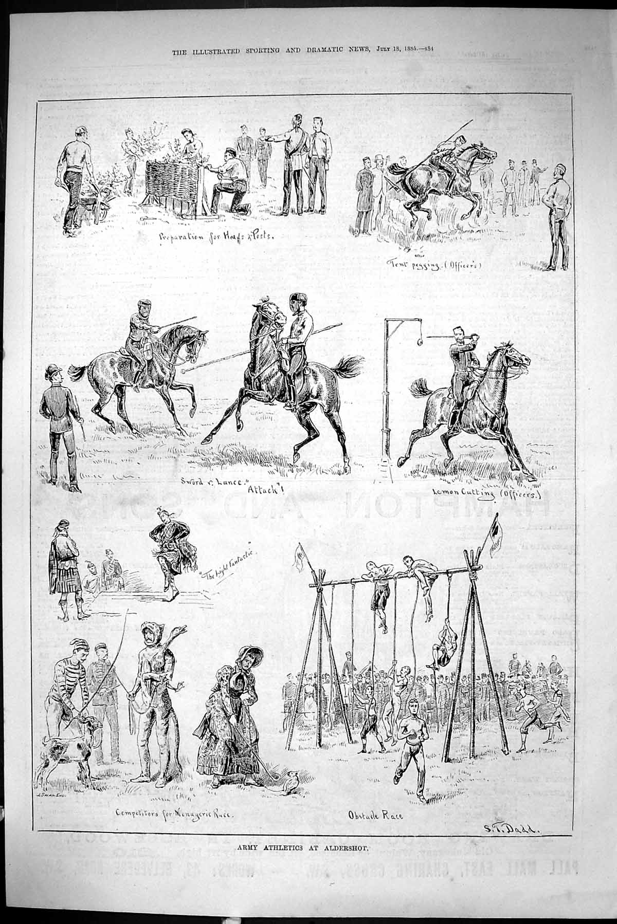 Old Sporting Dramatic News 1885 Army Athletics Aldershot Horses Obsta Victorian