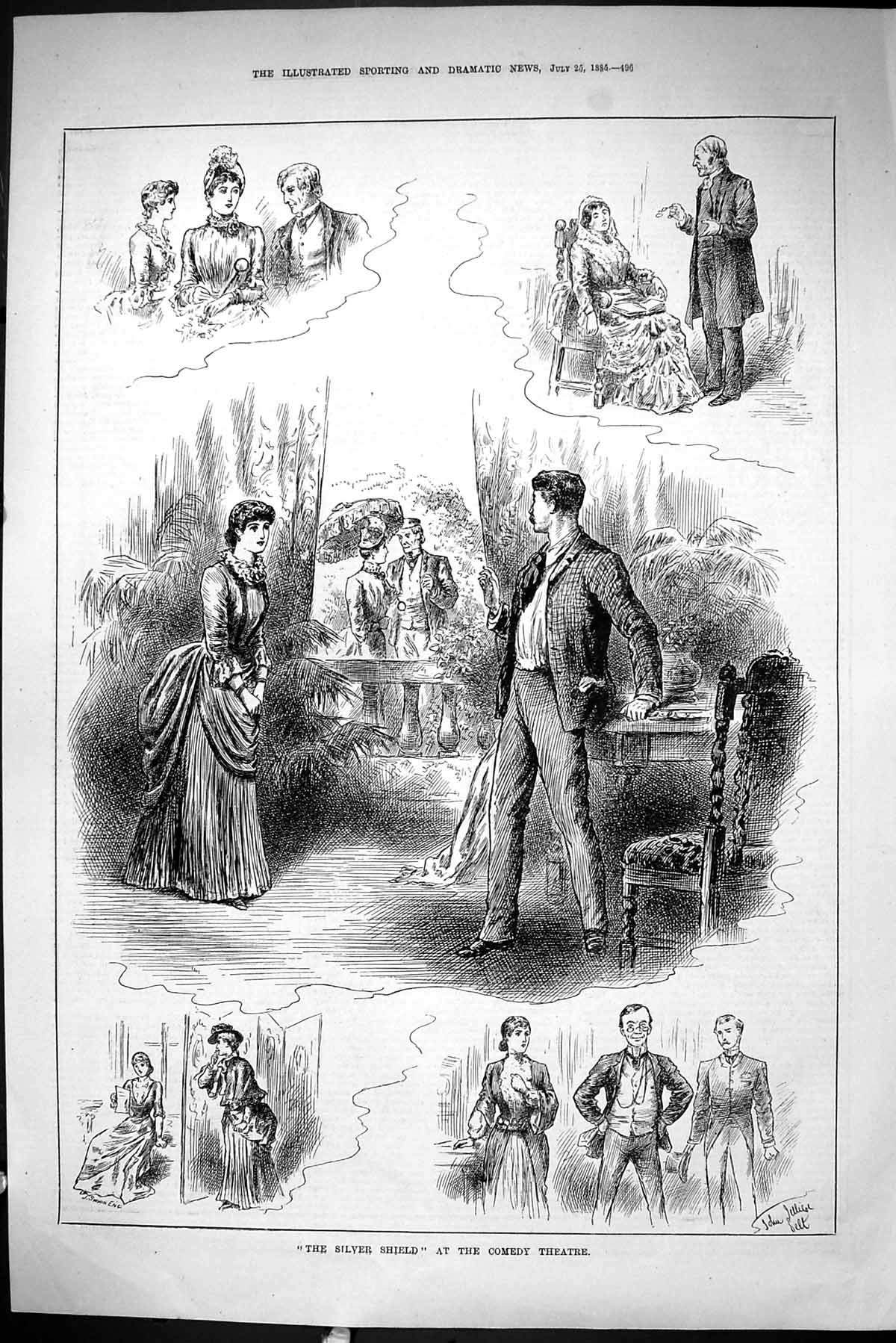 Old Sporting Dramatic News 1885 Silver Shield Comedy Theatre Actors S Victorian