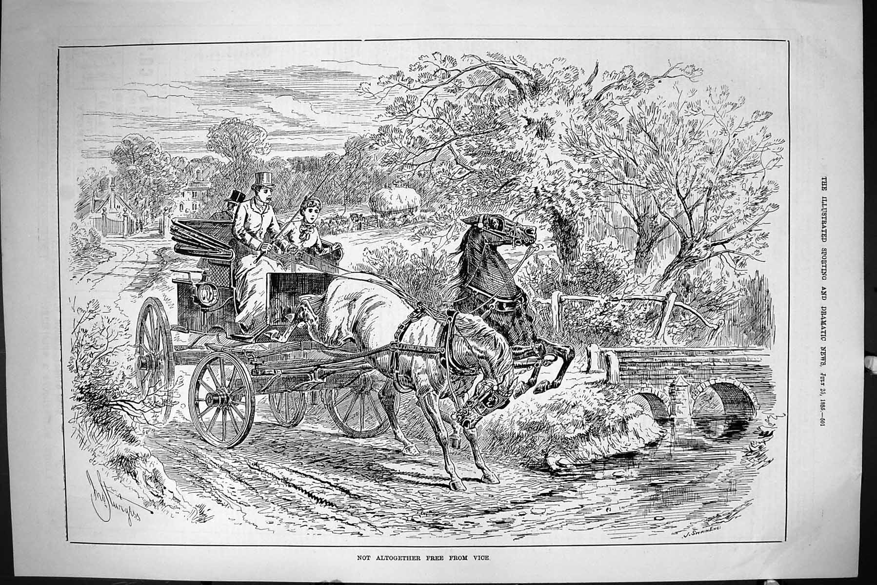 Old Sporting Dramatic News 1885 Bucking Horses Transport Coach Swain Victorian