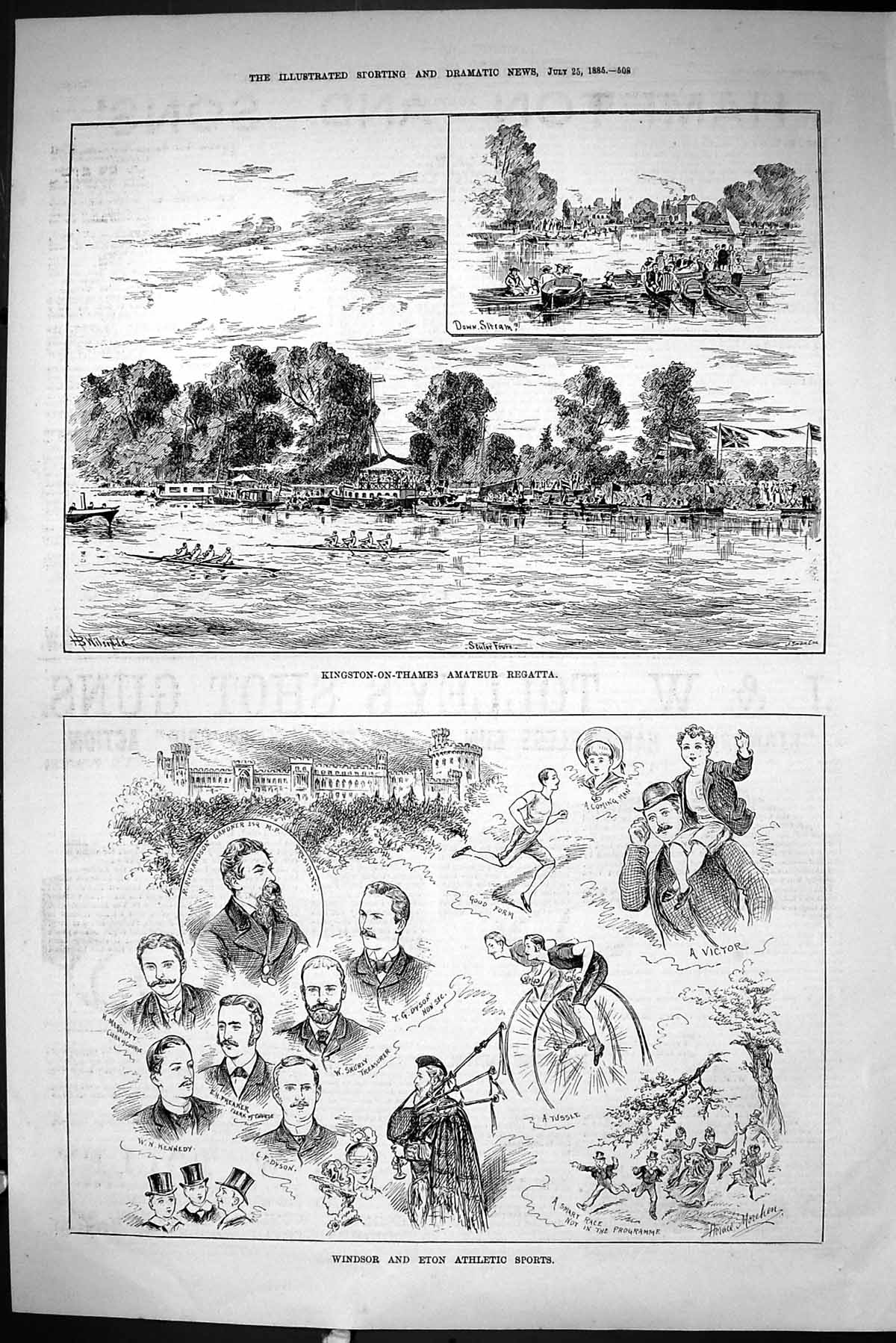 Old 1885 Kingston-On-Thames Regatta Windsor Eton Athletics Marriott F Victorian