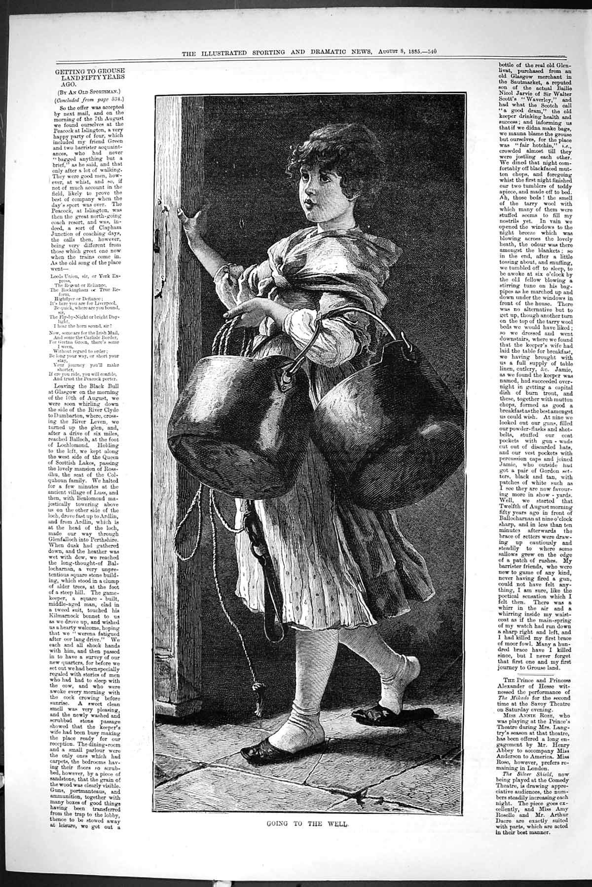 Old Sporting Dramatic News 1885 Fine Art Young Girl Going Water Well Victorian