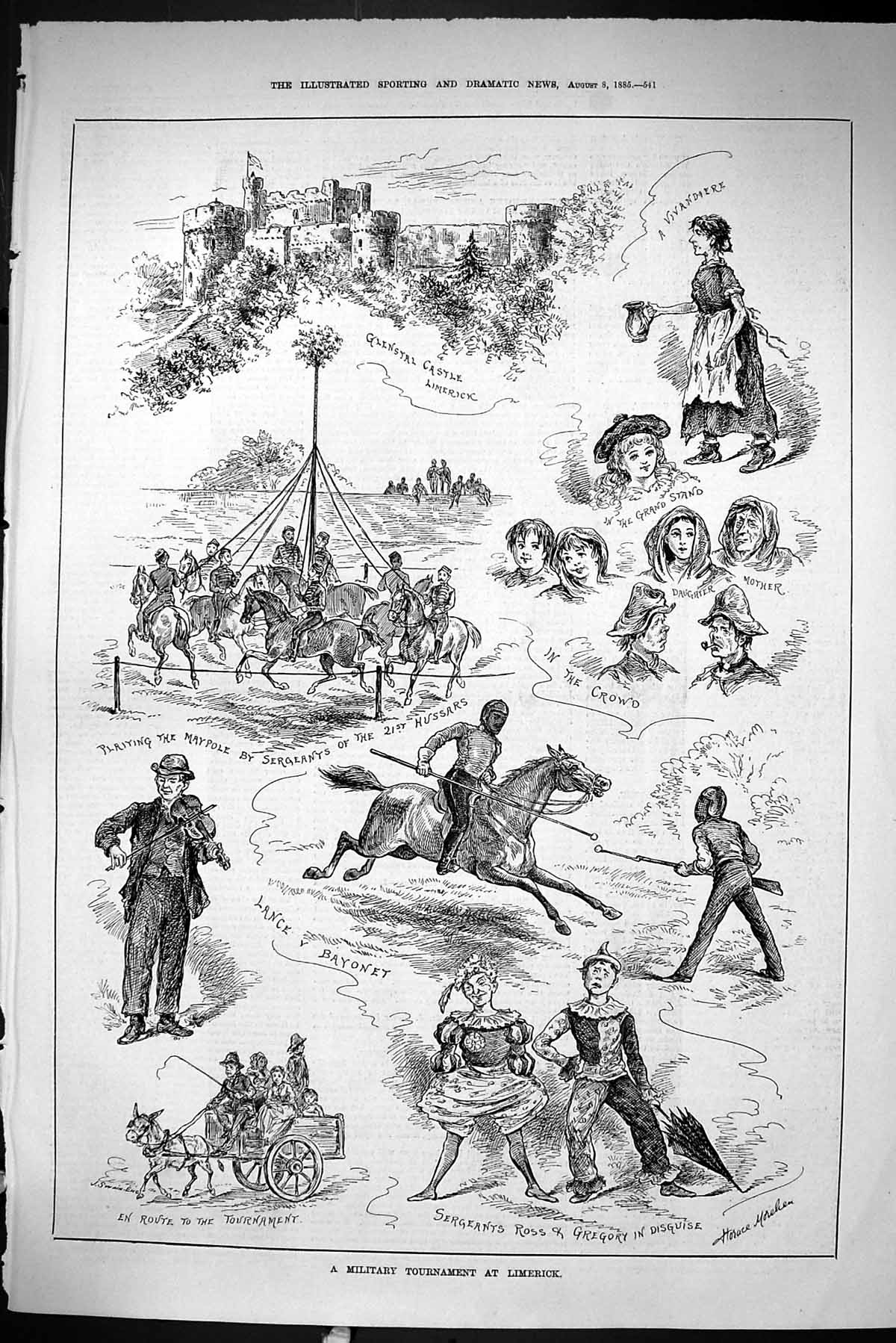 Old Sporting Dramatic News 1885 Military Tournament Limerick Glenstal Victorian