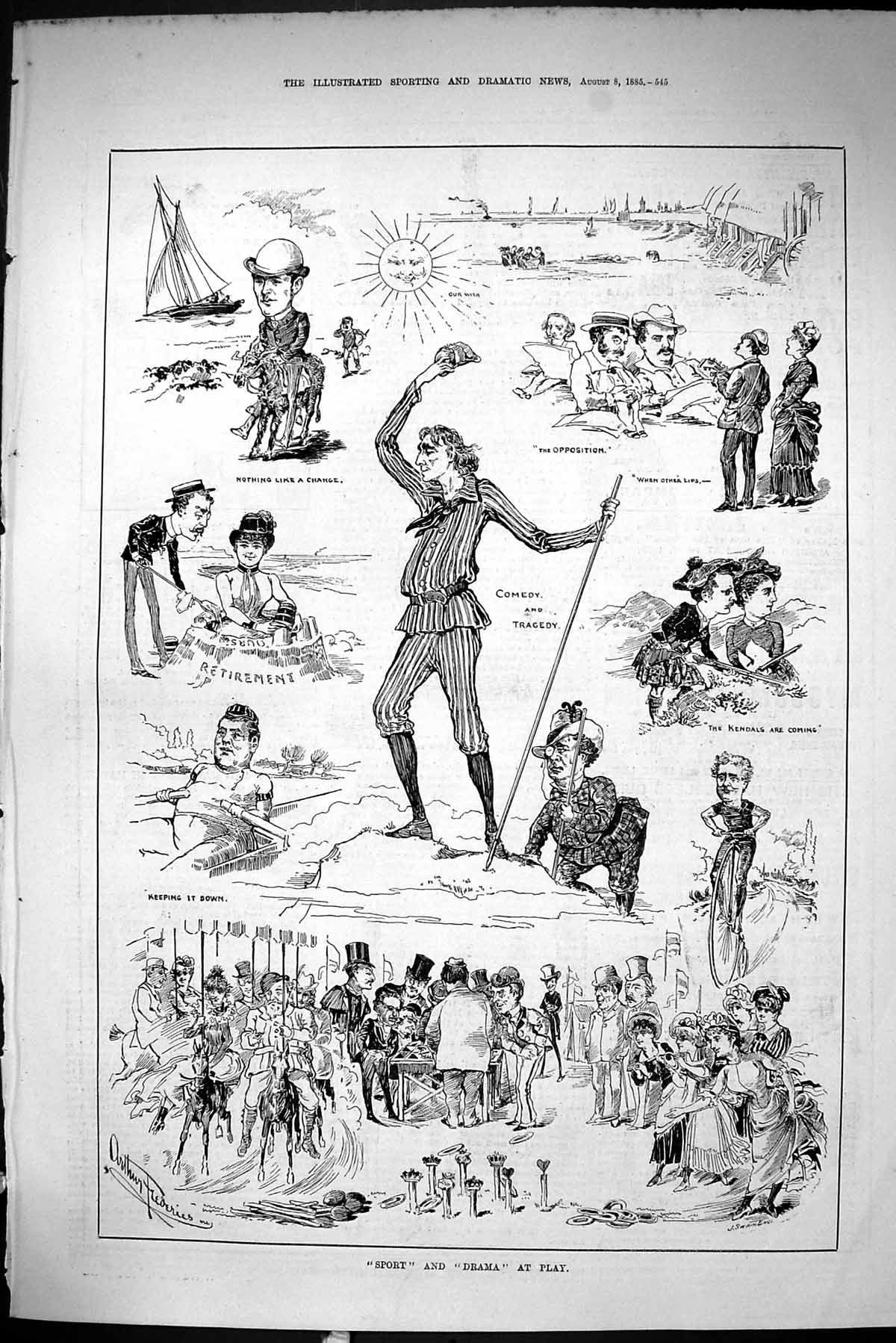 Old Sporting Dramatic News 1885 Sport Drama Play Theatre Kendals Ente Victorian