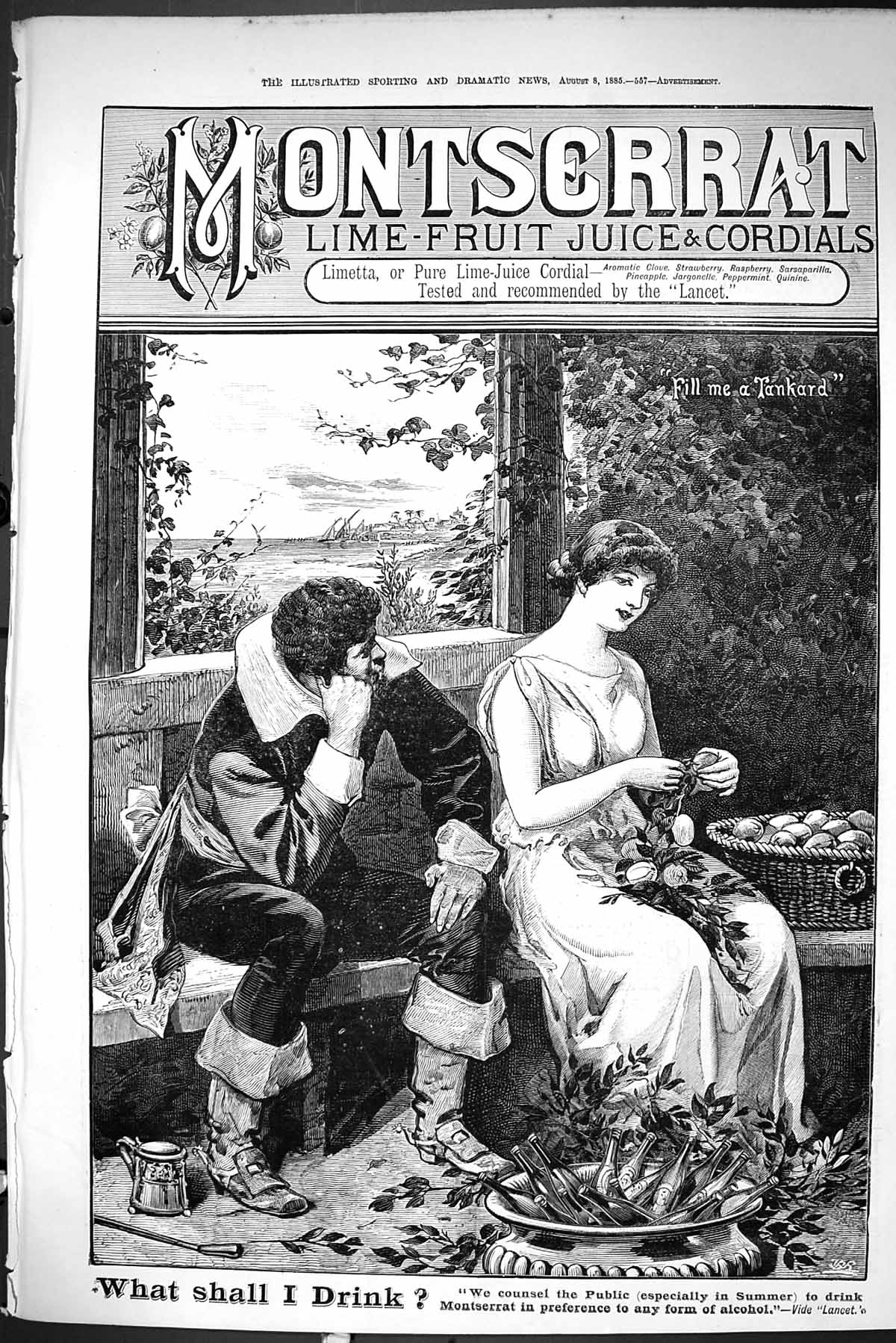 Old Print Sporting Dramatic News 1885 Montserrat Lime Fruit Juice Cordial 19th